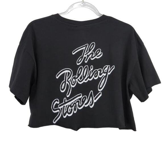 H&M Rolling Stones Graphic Crop Top Large Retro Rainbow Logo Crop Band Tee - Picture 4 of 5